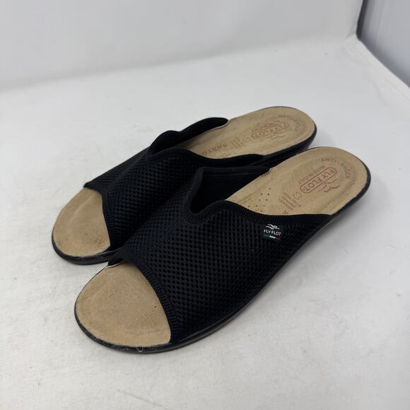 Fly Flot Italy Black Mesh Slide Sandals Comfort Slip-On Shoes Size 40 - Picture 13 of 13